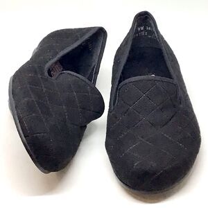 MUNRO Jerrie Quilted Women’s Loafer Shoe Size 7WW Black Fabric Flats USA Made